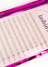 A tray of white lashes. There are 2 strips of 9mm, 3 strips of 10mm, 3 strips of 11mm and 2 strips of 12mm shown.