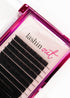 Pink tray of mixed length classic lashes. The words &