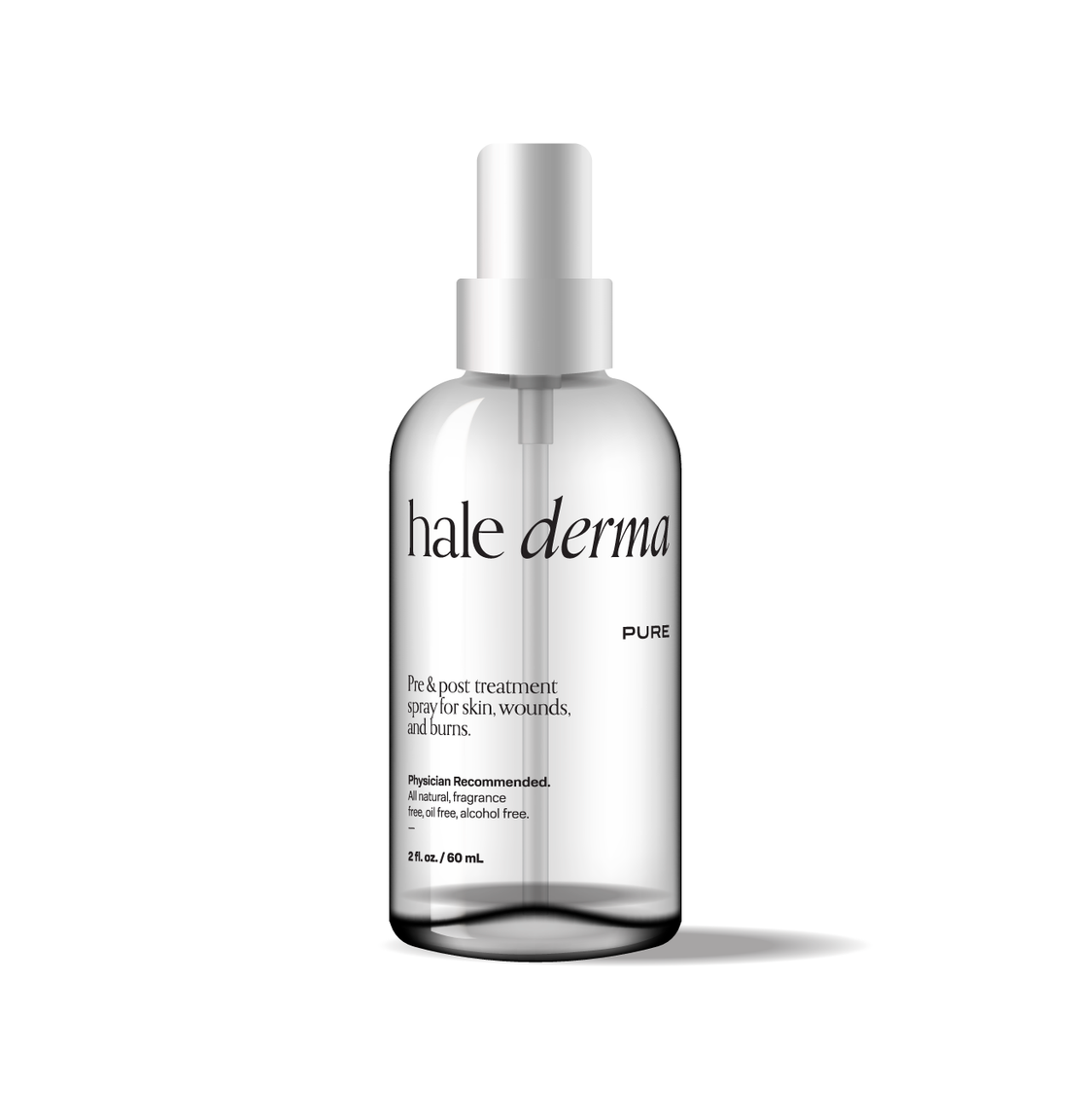 A 2 fl.oz bottle of Hale derma Pure hypochlorous acid spray.