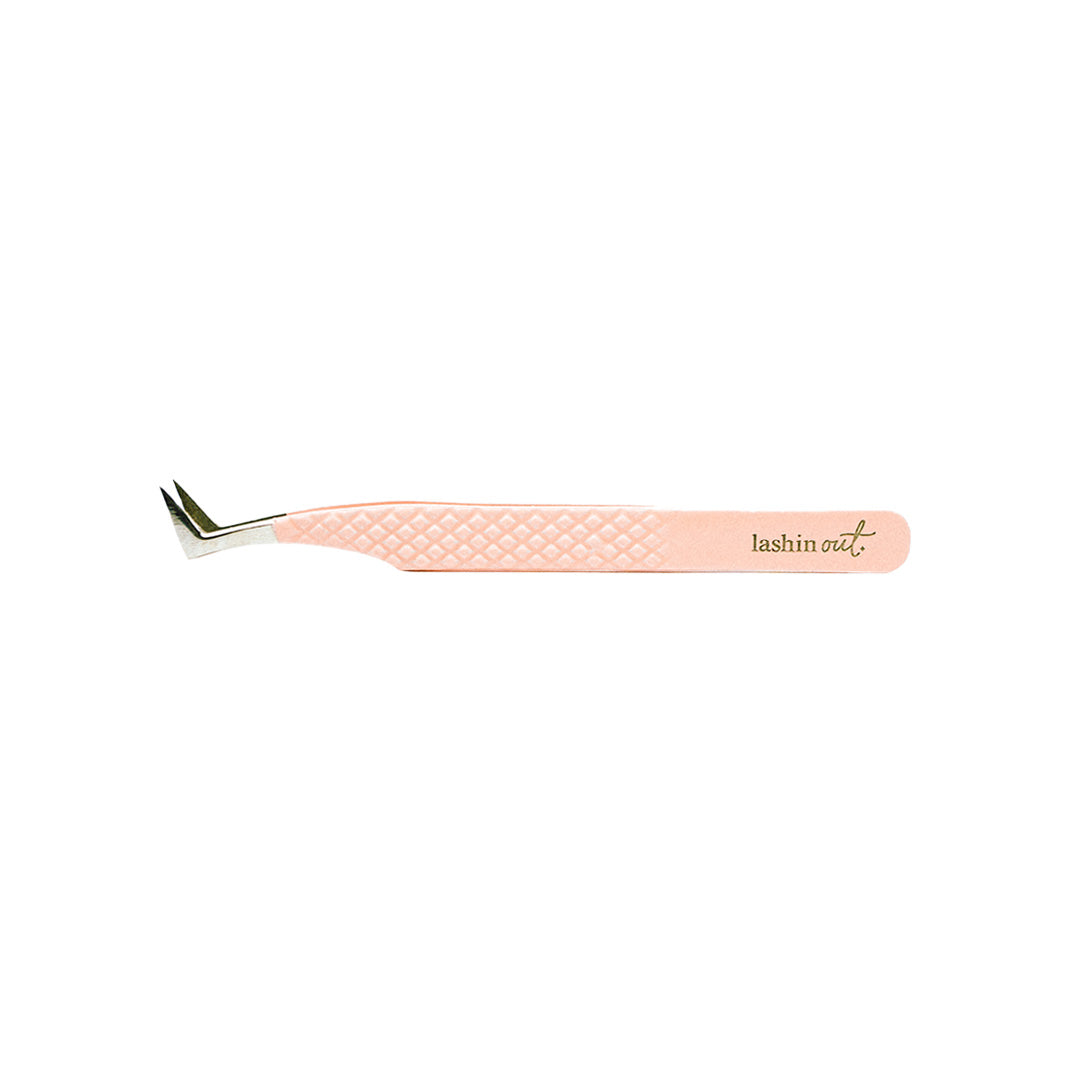 Side view of Square Foot Blush Nano Tip Lash Tweezer